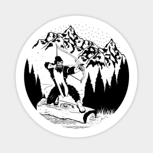 Bigfoot Bow Hunting Silhouette Mountains Gifts Magnet